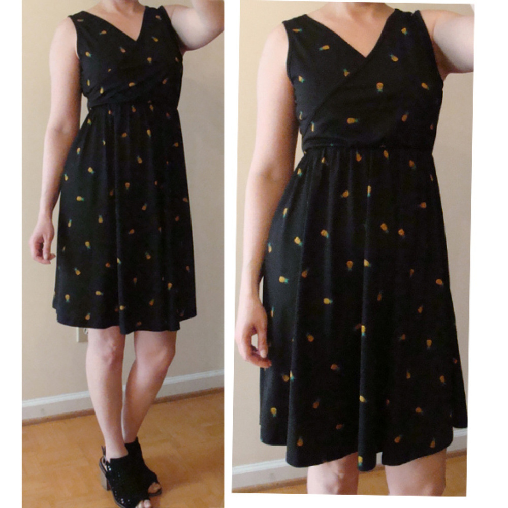 𝅺NWT Stitchfix Renee C pineapple dress S lolinda V neck Faux Wrap Dressy Casual